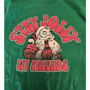 Christmas Santa Claus T-Shirt SZ Large Holidays Stay Jolly My Friends